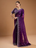 Purple Jimmy Choo Sequins Embroidered Designer Saree with Blouse
