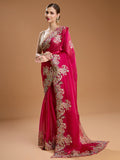 Rani Pink Jimmy Choo Embroidered & Coding Designer Saree with Blouse
