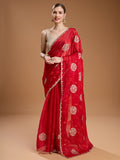 Maroon Jimmy Choo Sequins Embroidered Designer Saree with Blouse
