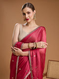 Gajri Red Jimmy Choo Sequins Embroidered Designer Saree with Blouse