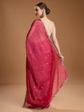 Gajri Red Jimmy Choo Sequins Embroidered Designer Saree with Blouse