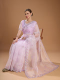 Light Purple Net Sequins Embroidered Designer Saree with Blouse