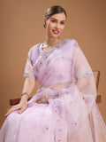 Light Purple Net Sequins Embroidered Designer Saree with Blouse