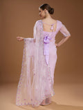 Light Purple Net Sequins Embroidered Designer Saree with Blouse