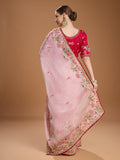 Baby Pink Jimmy Choo Sequins Coding Embroidered Designer Saree with Blouse