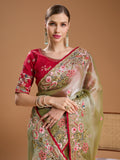 Sea Green Jimmy Choo Sequins Coding Embroidered Designer Saree with Blouse