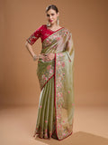 Sea Green Jimmy Choo Sequins Coding Embroidered Designer Saree with Blouse