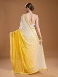 Yellow Georgette Embroidered Mirror Designer Saree with Blouse