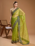 Green Organza Sequins Embroidered Designer Saree with Blouse