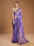 Purple Organza Sequins Embroidered Designer Saree with Blouse