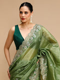 Mehendi Art Silk Sequins Embroidered Designer Saree with Blouse