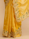 Yellow Art Silk Sequins Embroidered Designer Saree with Blouse