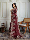 Maroon Rangoli Silk Embroidered Designer Saree with Blouse