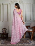 Pink Chiffon Silk Sequins Designer Saree with Blouse