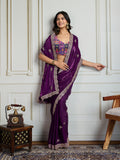 Purple Jimmy Choo Embroidered Designer Saree with Blouse