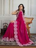 Pink Fandy Satin Embroidered Designer Saree with Blouse