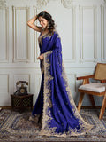 Blue Jimmy Choo Silk Embroidered Designer Saree with Blouse