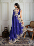 Blue Jimmy Choo Silk Embroidered Designer Saree with Blouse