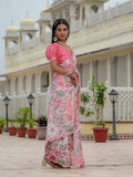 Multicolor Chinon Digital Print with Mirror Saree with Blouse