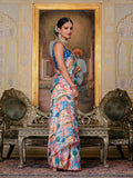 Multicolor Chinon Digital Print with Mirror Saree with Blouse