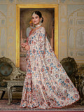 Multicolor Chinon Digital Print with Mirror Saree with Blouse