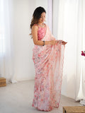 Pink Chinon Digital Printed Designer Saree with Blouse