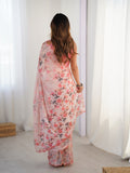 Pink Chinon Digital Printed Designer Saree with Blouse