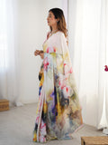 Multicolor Chinon Digital Printed Designer Saree with Blouse