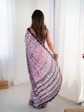 Pink Chinon Digital Printed Designer Saree with Blouse