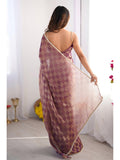 Purple Box Chiffon Moti Lace Border Designer Saree with Blouse