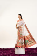 White Banarasi Pashmina Soft Silk Zari Woven Saree with Blouse