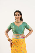 Yellow Banarasi Pashmina Soft Silk Zari Woven Saree with Blouse