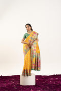 Yellow Banarasi Pashmina Soft Silk Zari Woven Saree with Blouse