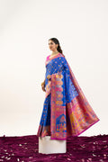 Blue Banarasi Pashmina Soft Silk Zari Woven Saree with Blouse