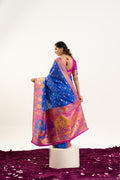 Blue Banarasi Pashmina Soft Silk Zari Woven Saree with Blouse