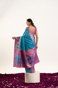 Turquoise Banarasi Pashmina Soft Silk Zari Woven Saree with Blouse