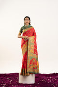 Red Banarasi Pashmina Soft Silk Zari Woven Saree with Blouse