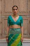 Multicolor Banarasi Silk Zari Woven Saree with Blouse