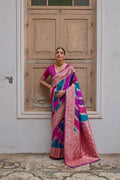 Multicolor Banarasi Silk Zari Woven Saree with Blouse