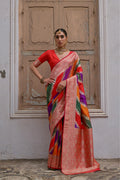 Multicolor Banarasi Silk Zari Woven Saree with Blouse
