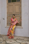 Multicolor Banarasi Silk Zari Woven Saree with Blouse