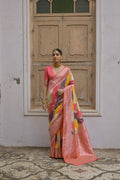 Multicolor Banarasi Silk Zari Woven Saree with Blouse