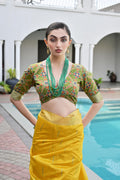 Yellow Khadi Raw Silk Meena Weaving Patola Saree with Blouse