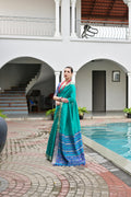 Firozi Khadi Raw Silk Meena Weaving Patola Saree with Blouse