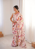 Multicolor Chinon Digital Printed Designer Saree with Blouse