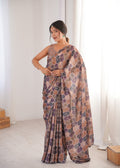 Multicolor Chinon Digital Printed Designer Saree with Blouse