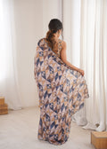 Multicolor Chinon Digital Printed Designer Saree with Blouse