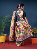Black Paithani Silk Zari Woven Saree with Blouse