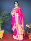 Pink Paithani Silk Zari Woven Saree with Blouse