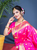 Pink Paithani Silk Zari Woven Saree with Blouse
